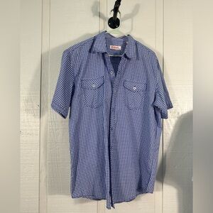 Michael Brandon Blue Checkered Men’s Shirt Size Large EUC